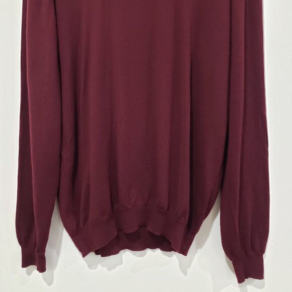 Paul Frederick Sweater Size L Maroon Extra Fine Merino Wool Pullover Mock - Picture 4 of 14